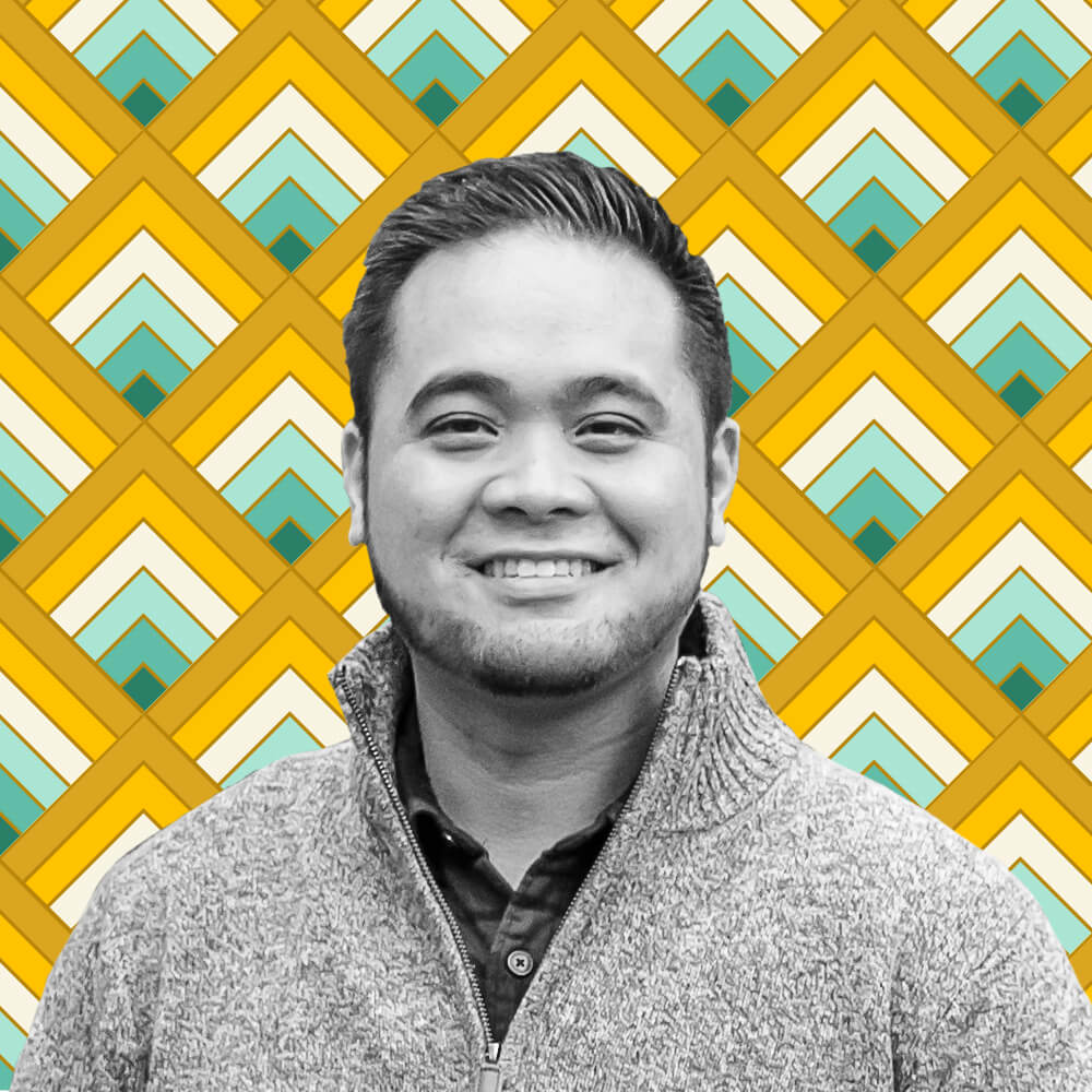 Rob with a triangular geometric background